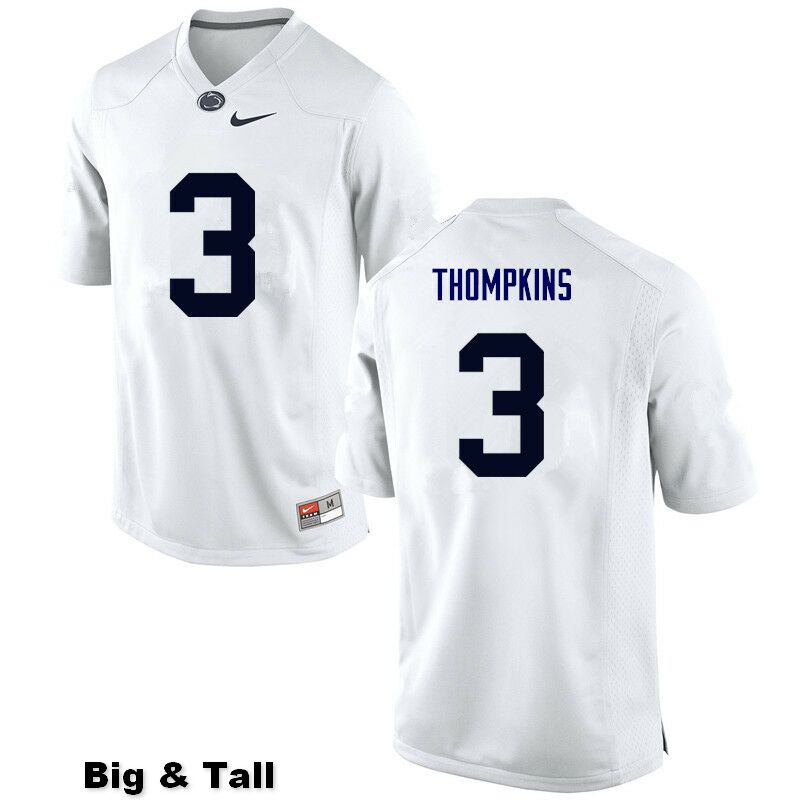 NCAA Nike Men's Penn State Nittany Lions DeAndre Thompkins #3 College Football Authentic Big & Tall White Stitched Jersey NAP2898UW